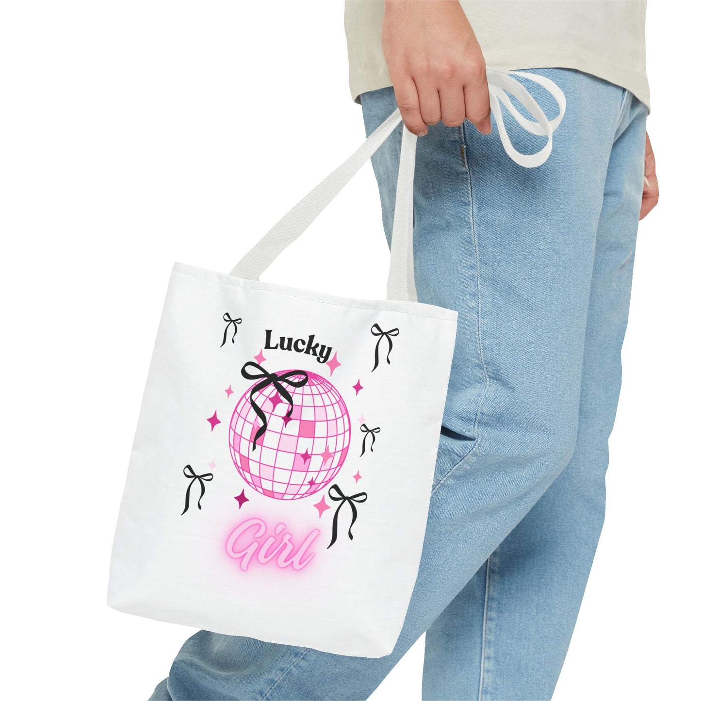 Lucky Girl Disco Tote Bag with Bow Design