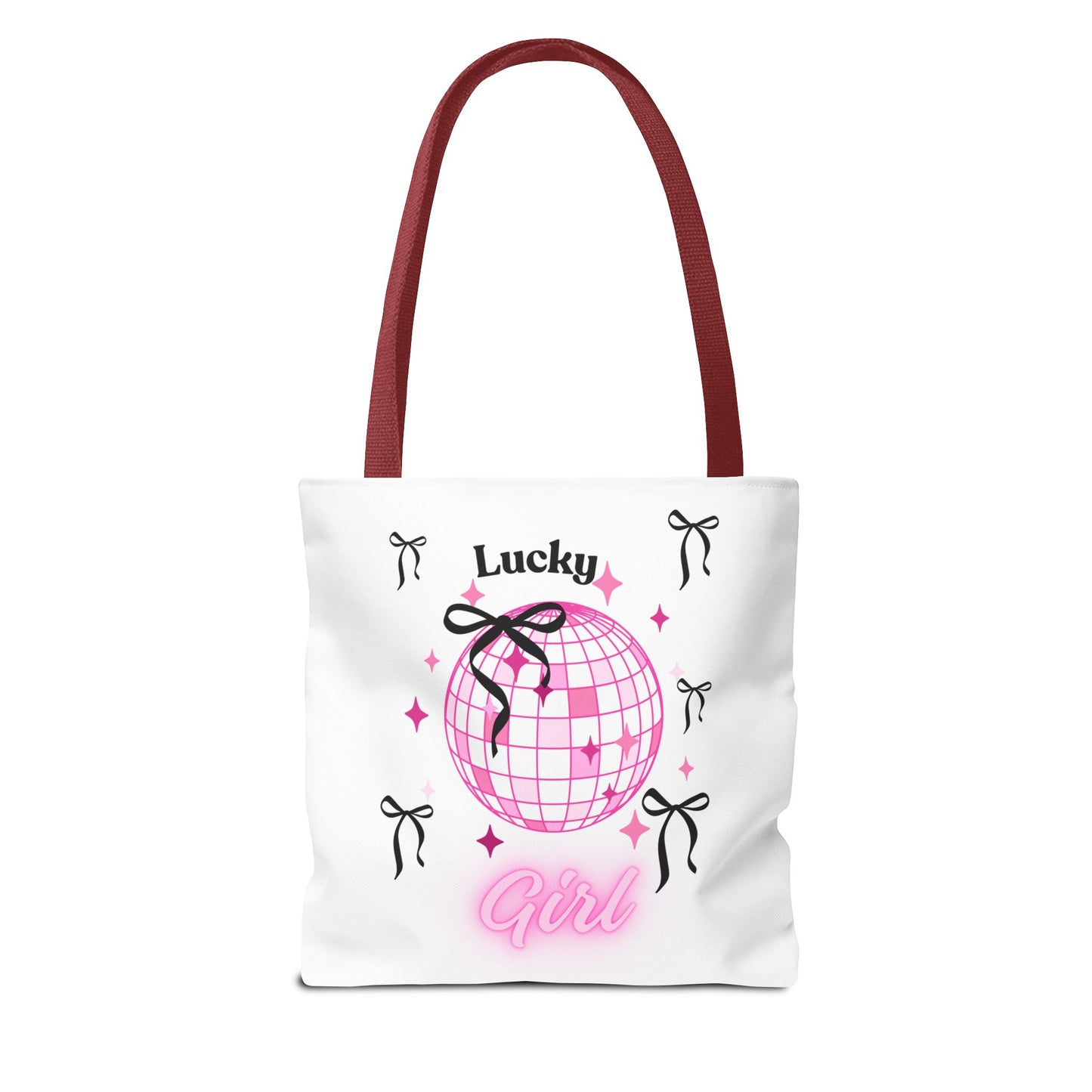 Lucky Girl Disco Tote Bag with Bow Design