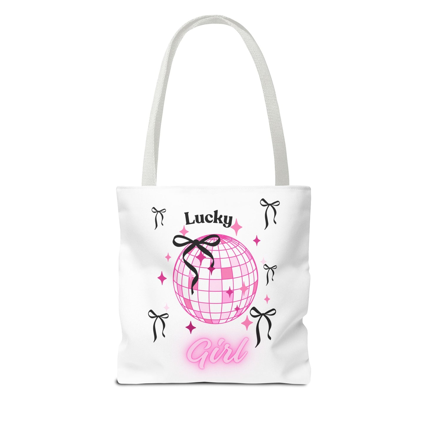 Lucky Girl Disco Tote Bag with Bow Design