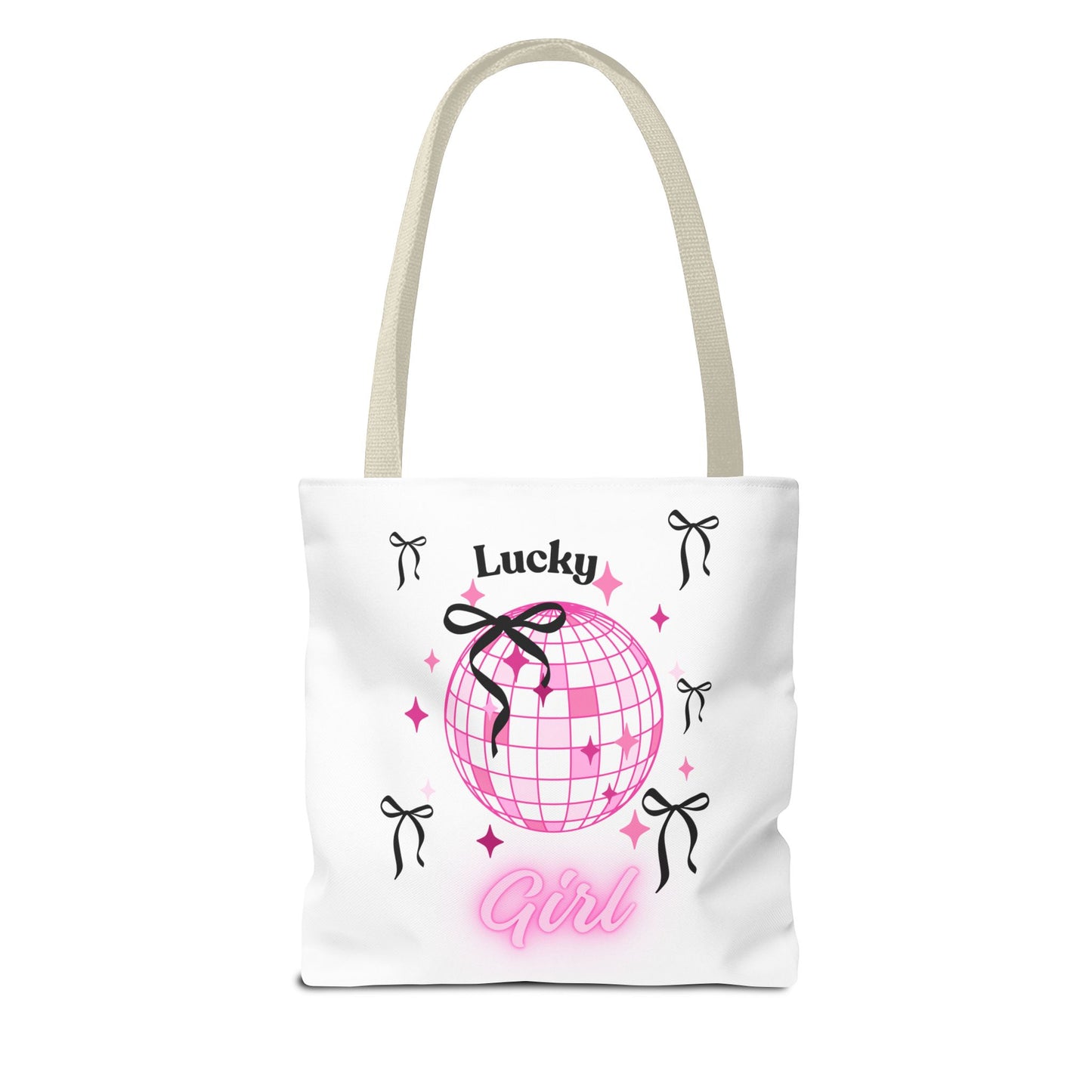 Lucky Girl Disco Tote Bag with Bow Design