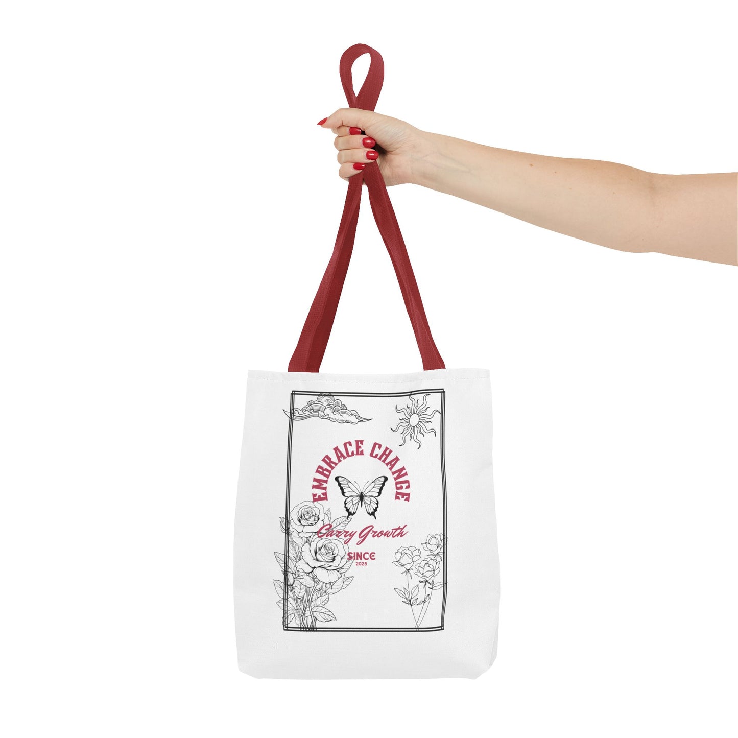 Embrace Change Tote Bag - Motivational Floral Design for Daily Inspiration
