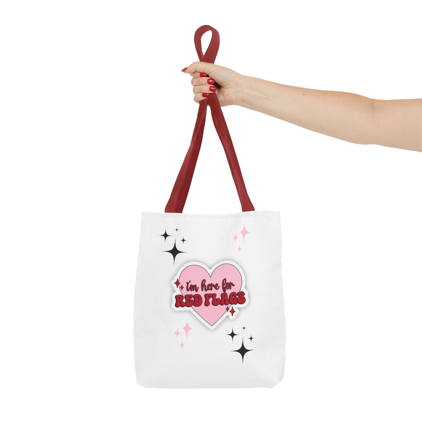 Cute 'I'm Here for Red Flags' Tote Bag - Fun & Playful Accessory