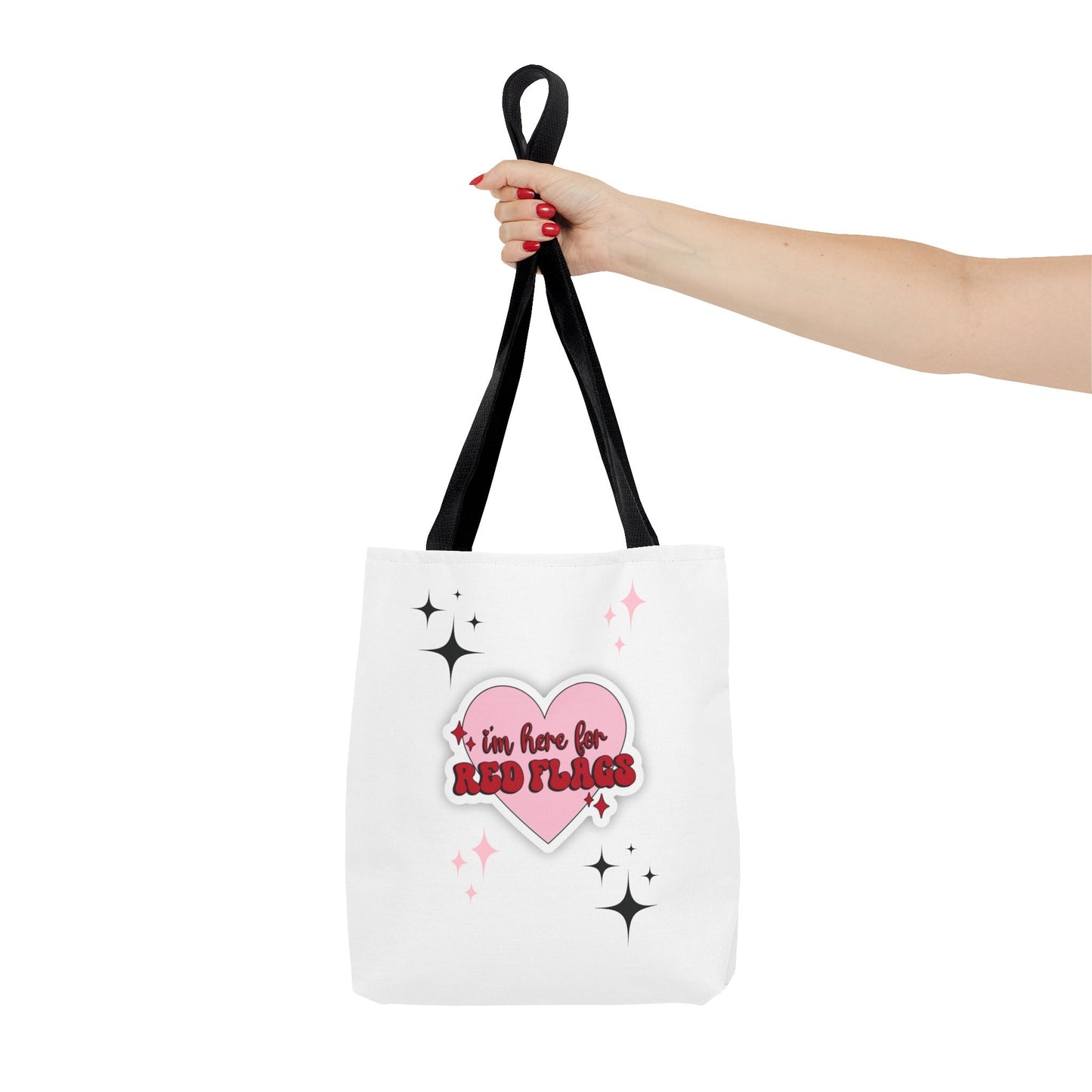Cute 'I'm Here for Red Flags' Tote Bag - Fun & Playful Accessory