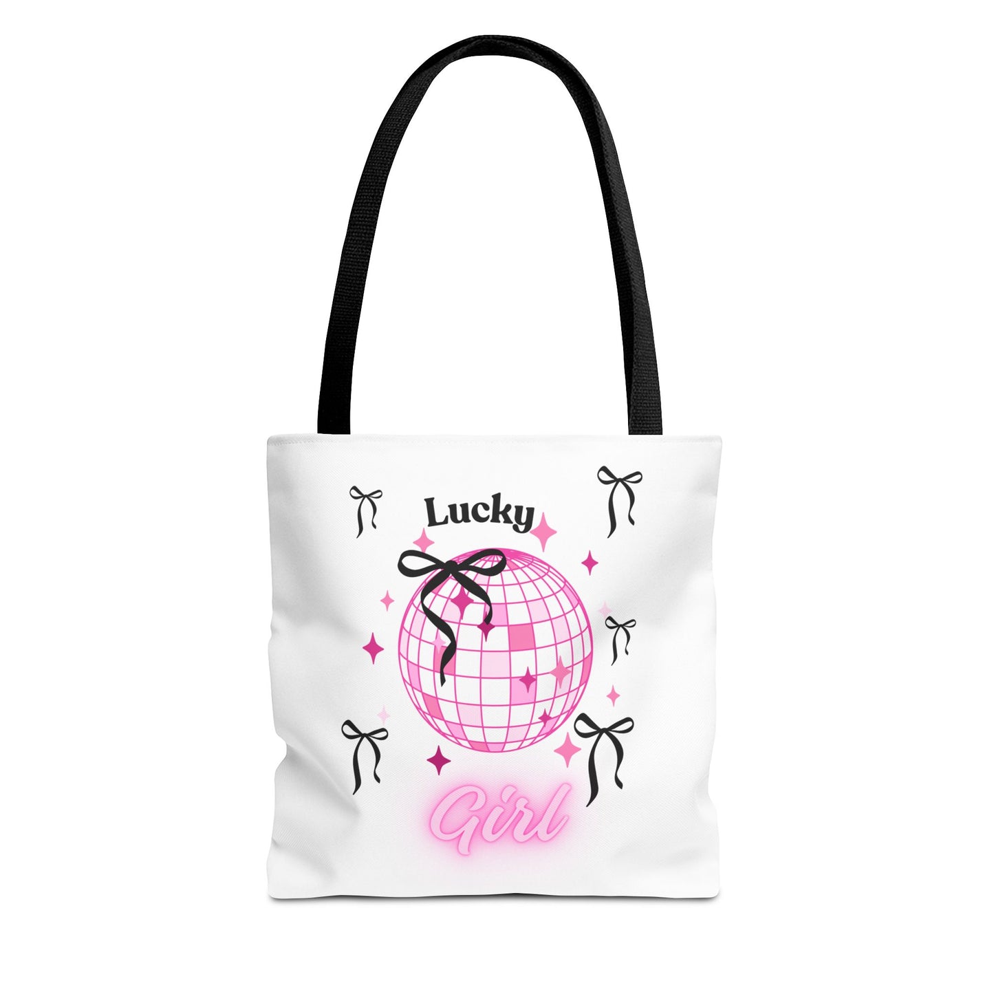 Lucky Girl Disco Tote Bag with Bow Design