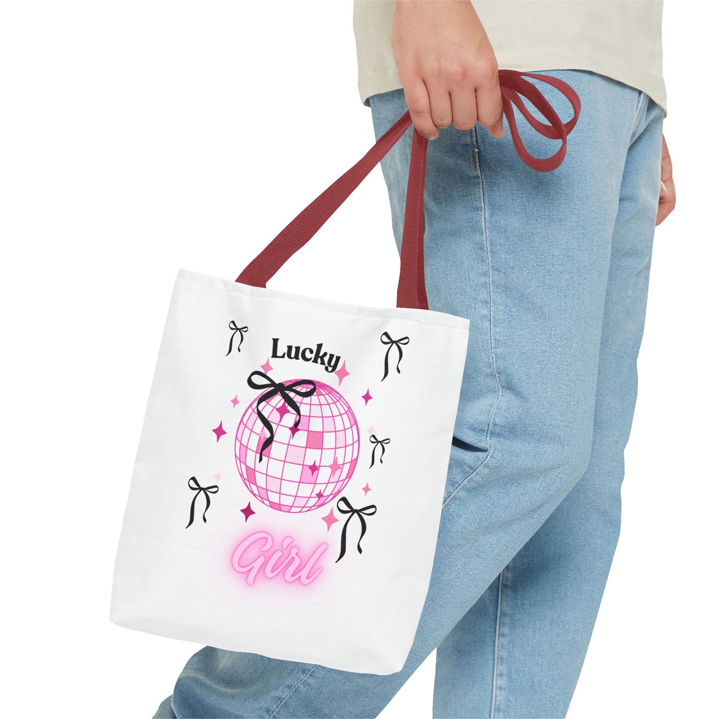 Lucky Girl Disco Tote Bag with Bow Design