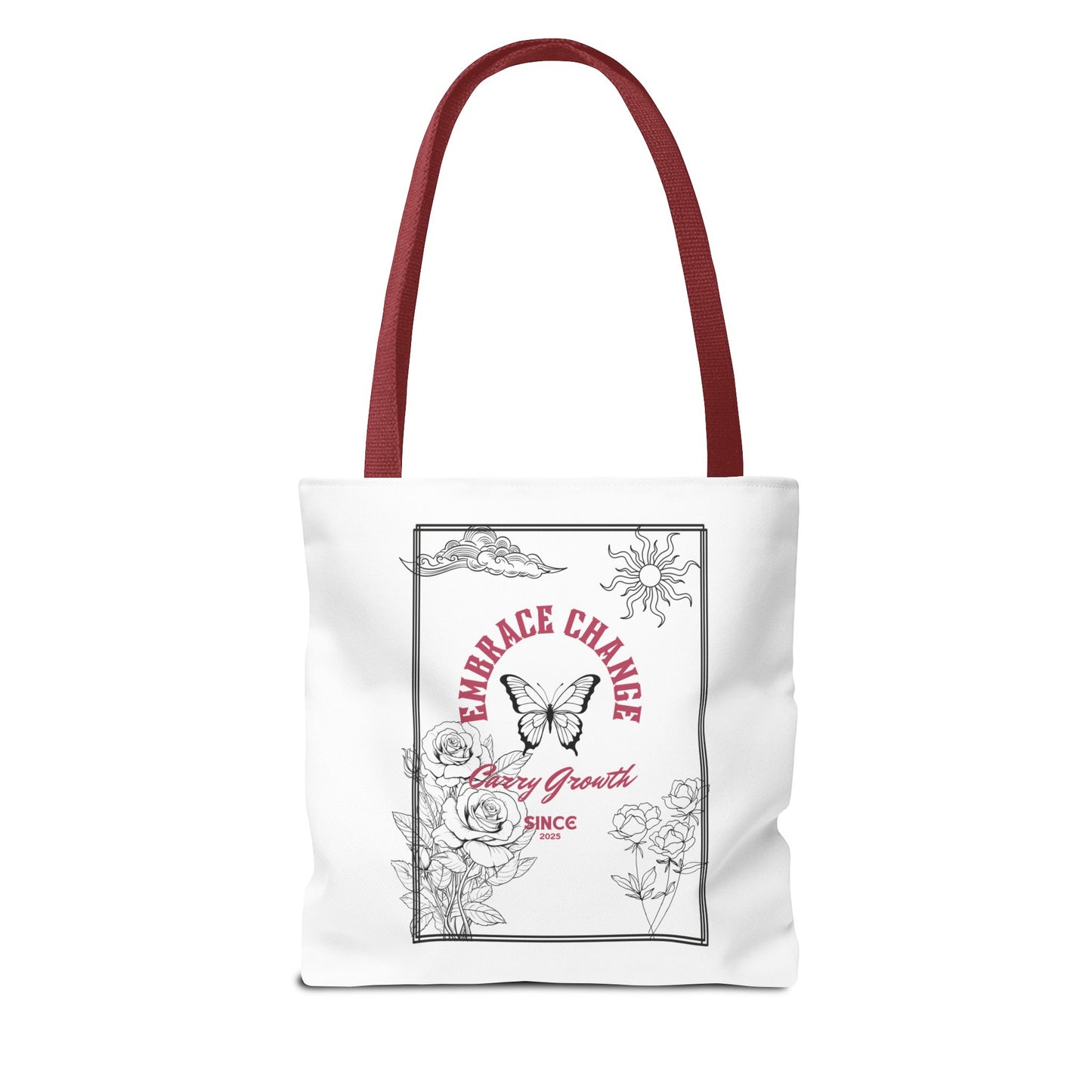 Embrace Change Tote Bag - Motivational Floral Design for Daily Inspiration