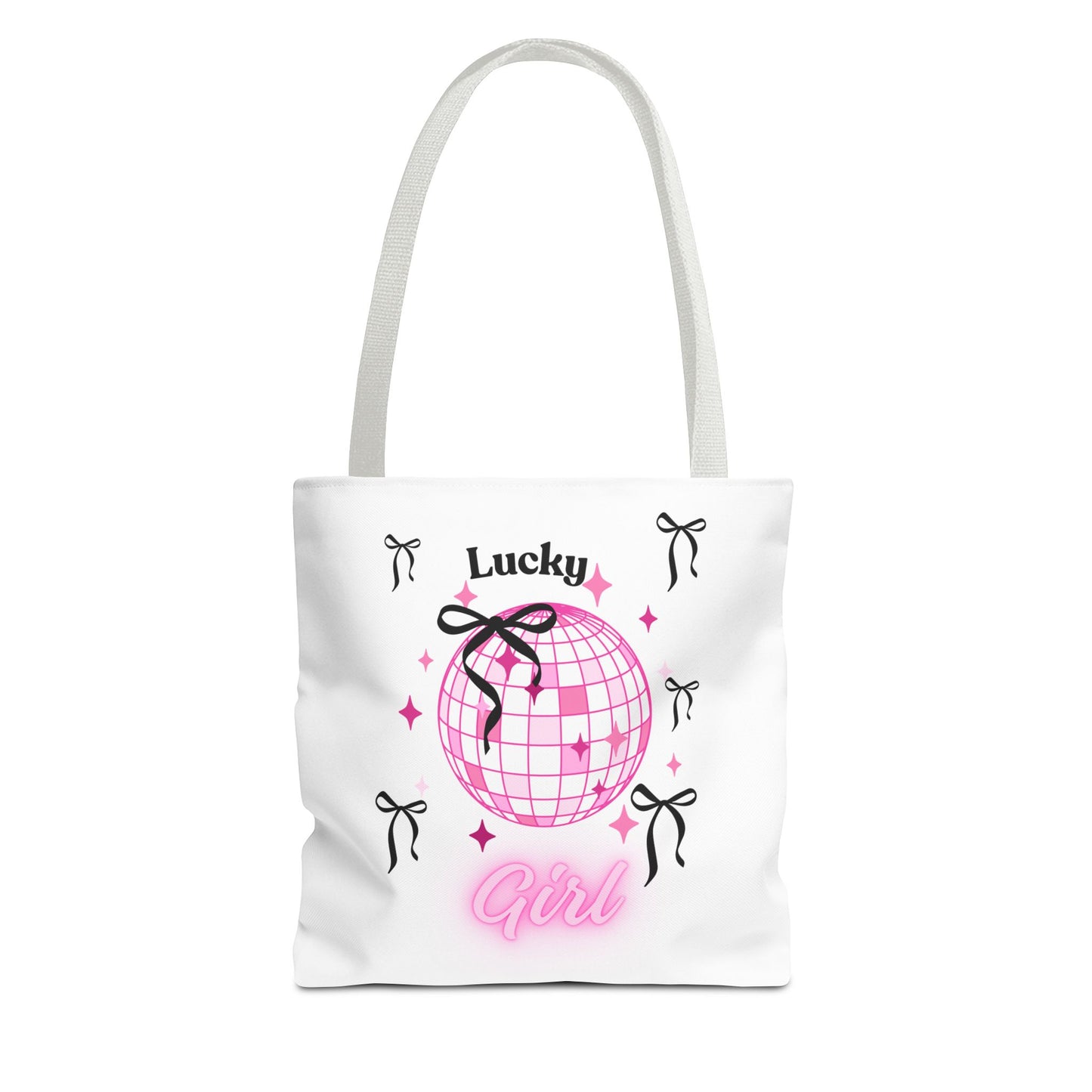Lucky Girl Disco Tote Bag with Bow Design