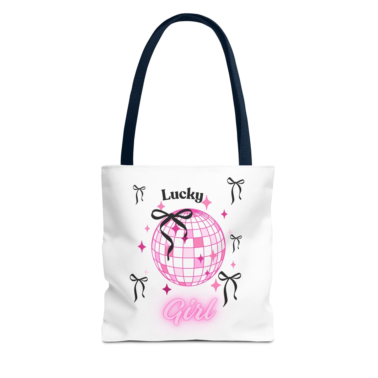 Lucky Girl Disco Tote Bag with Bow Design