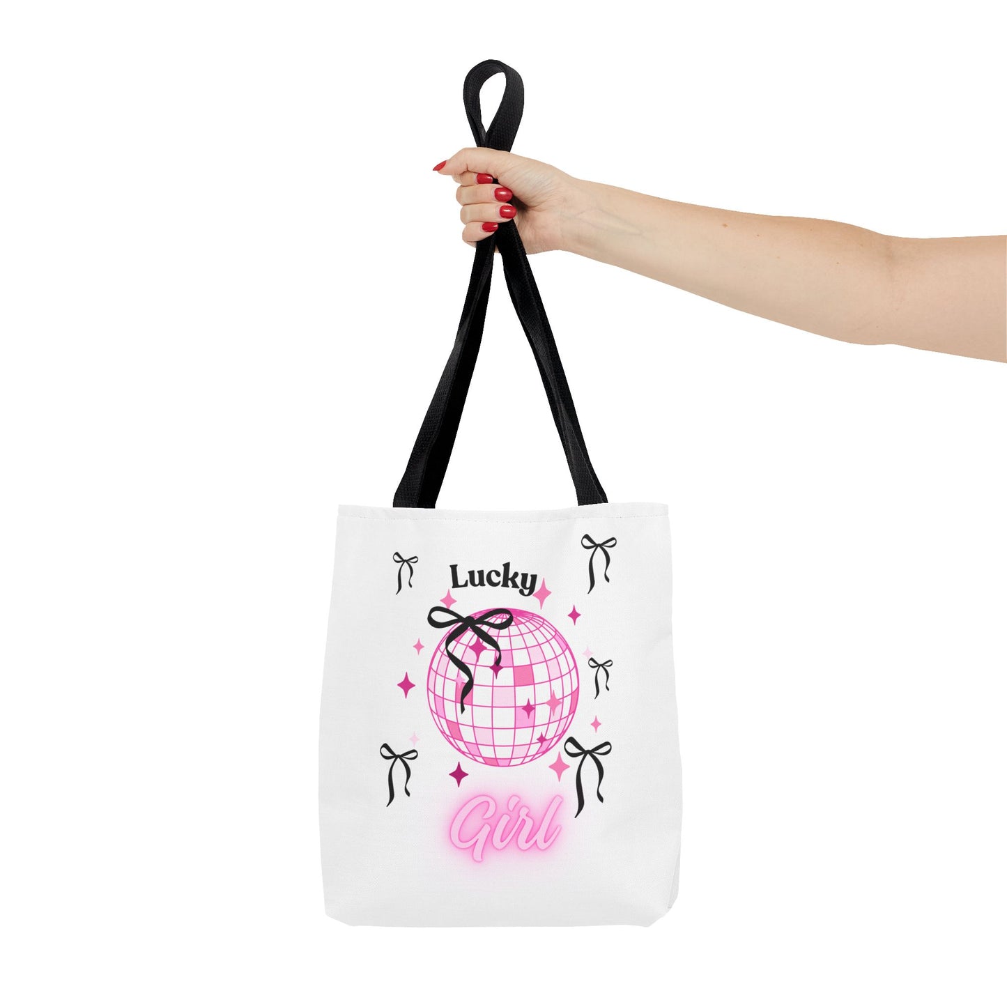 Lucky Girl Disco Tote Bag with Bow Design