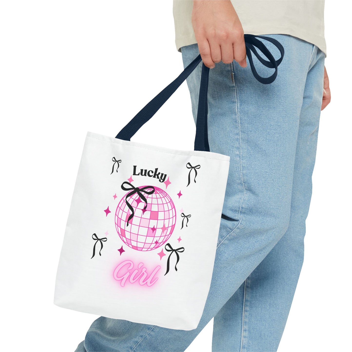 Lucky Girl Disco Tote Bag with Bow Design