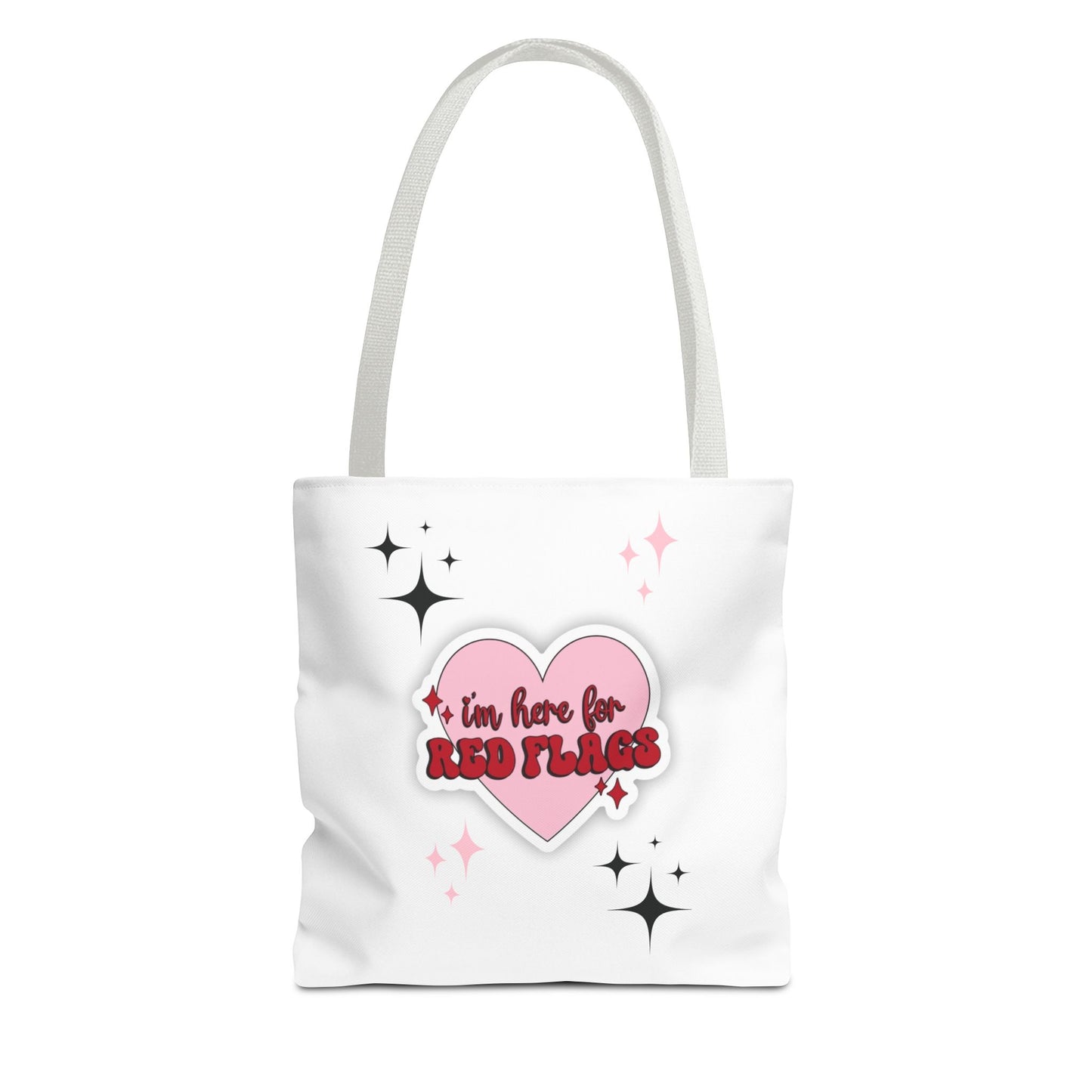 Cute 'I'm Here for Red Flags' Tote Bag - Fun & Playful Accessory
