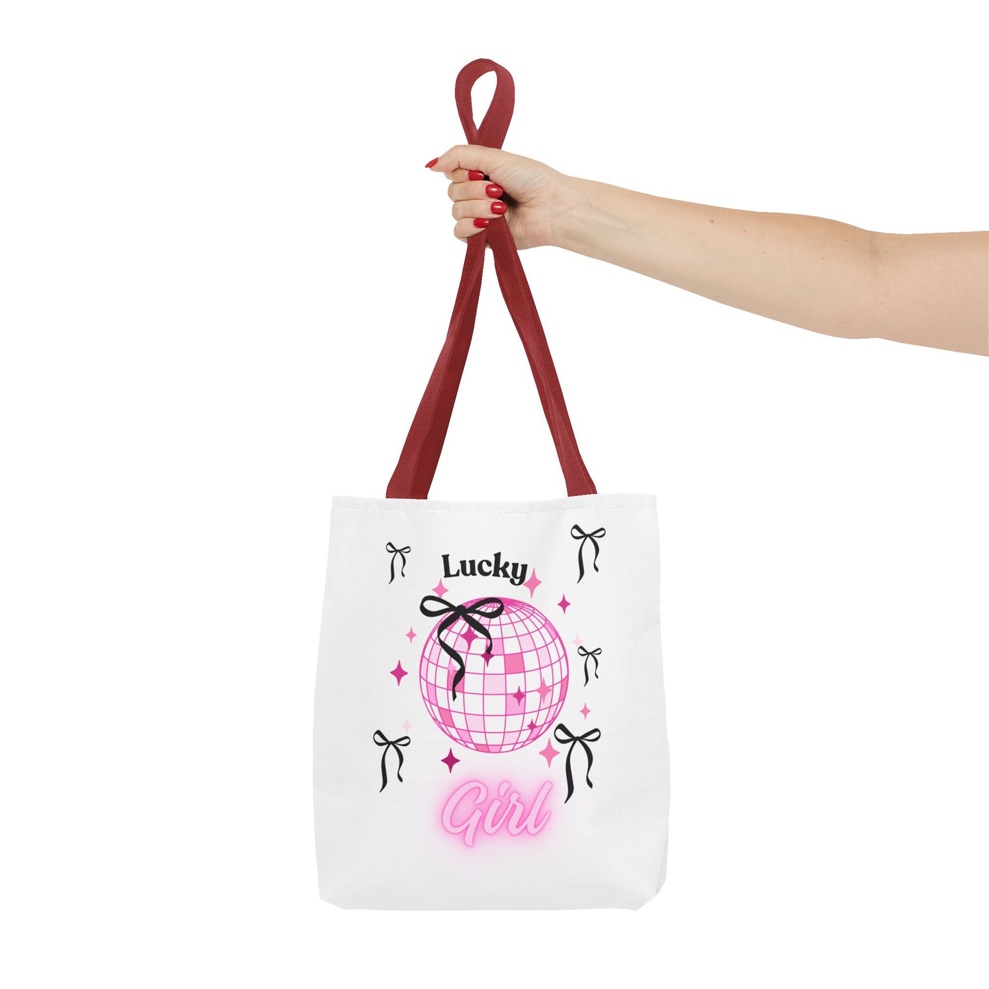 Lucky Girl Disco Tote Bag with Bow Design