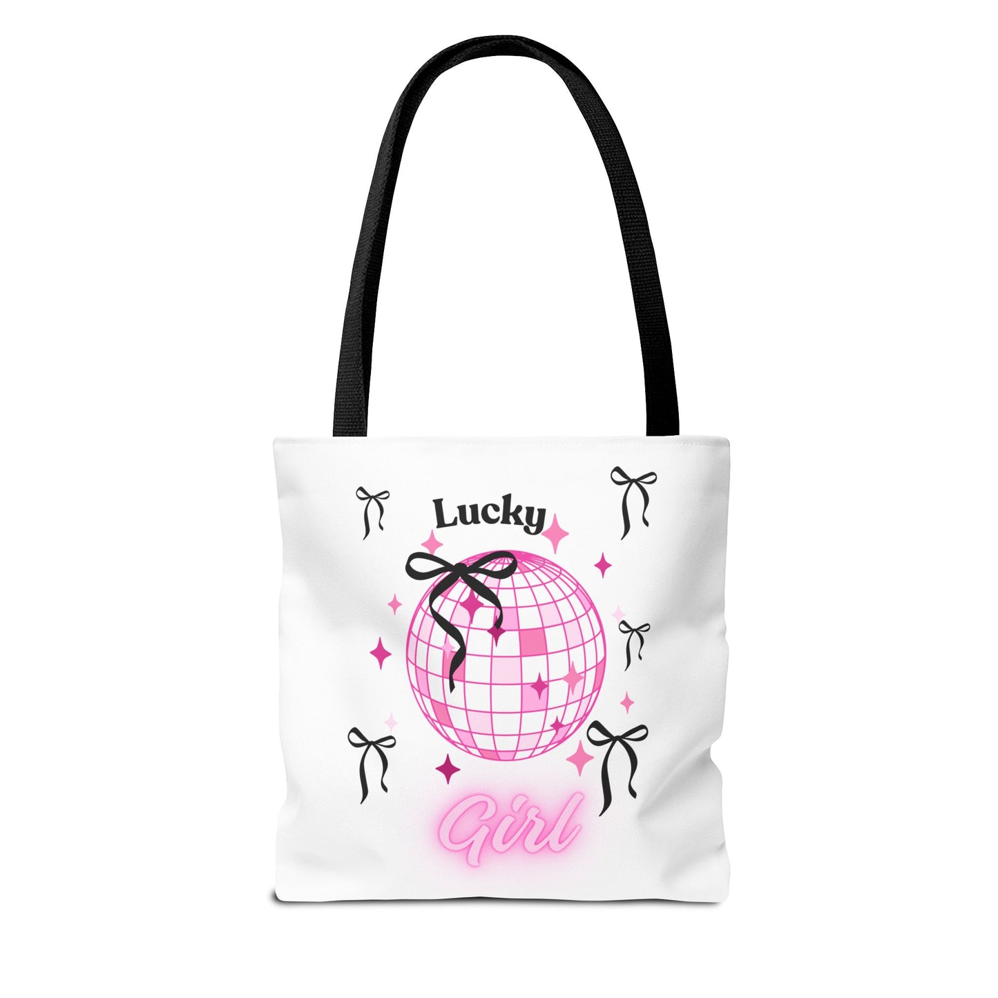 Lucky Girl Disco Tote Bag with Bow Design
