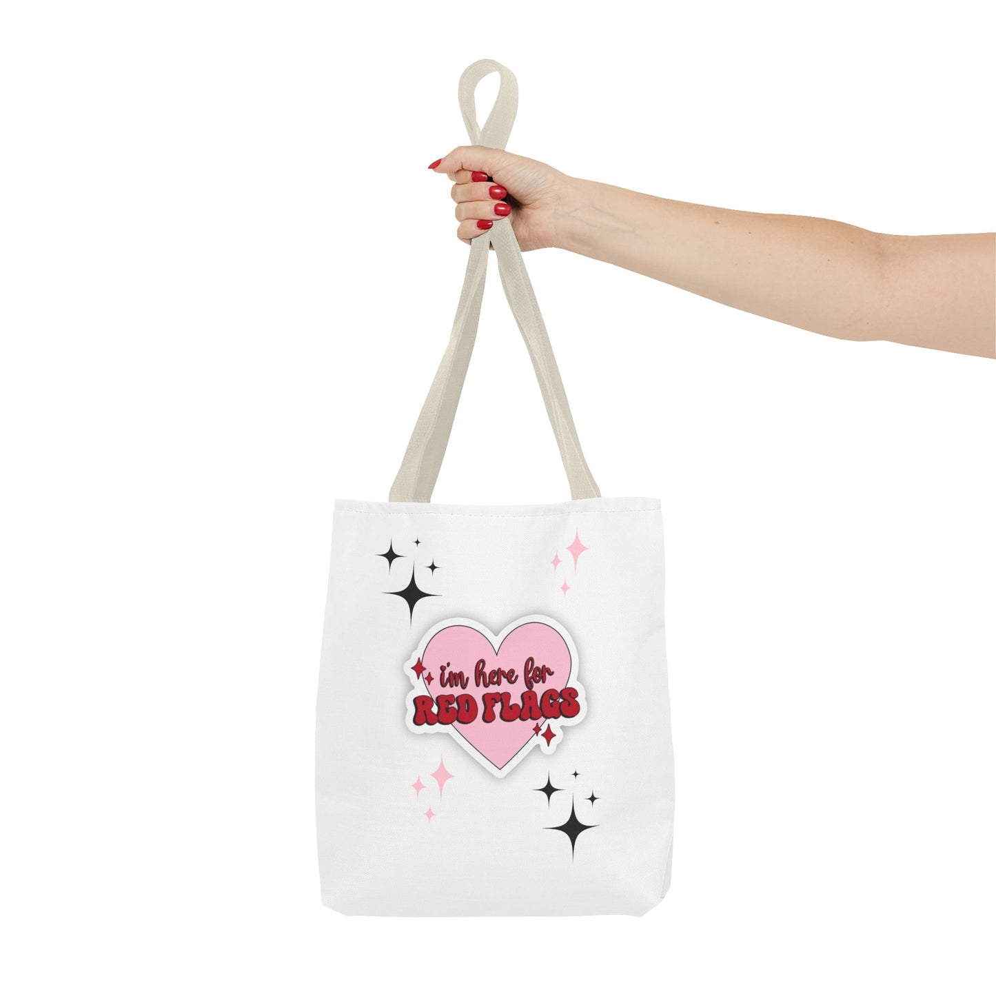 Cute 'I'm Here for Red Flags' Tote Bag - Fun & Playful Accessory