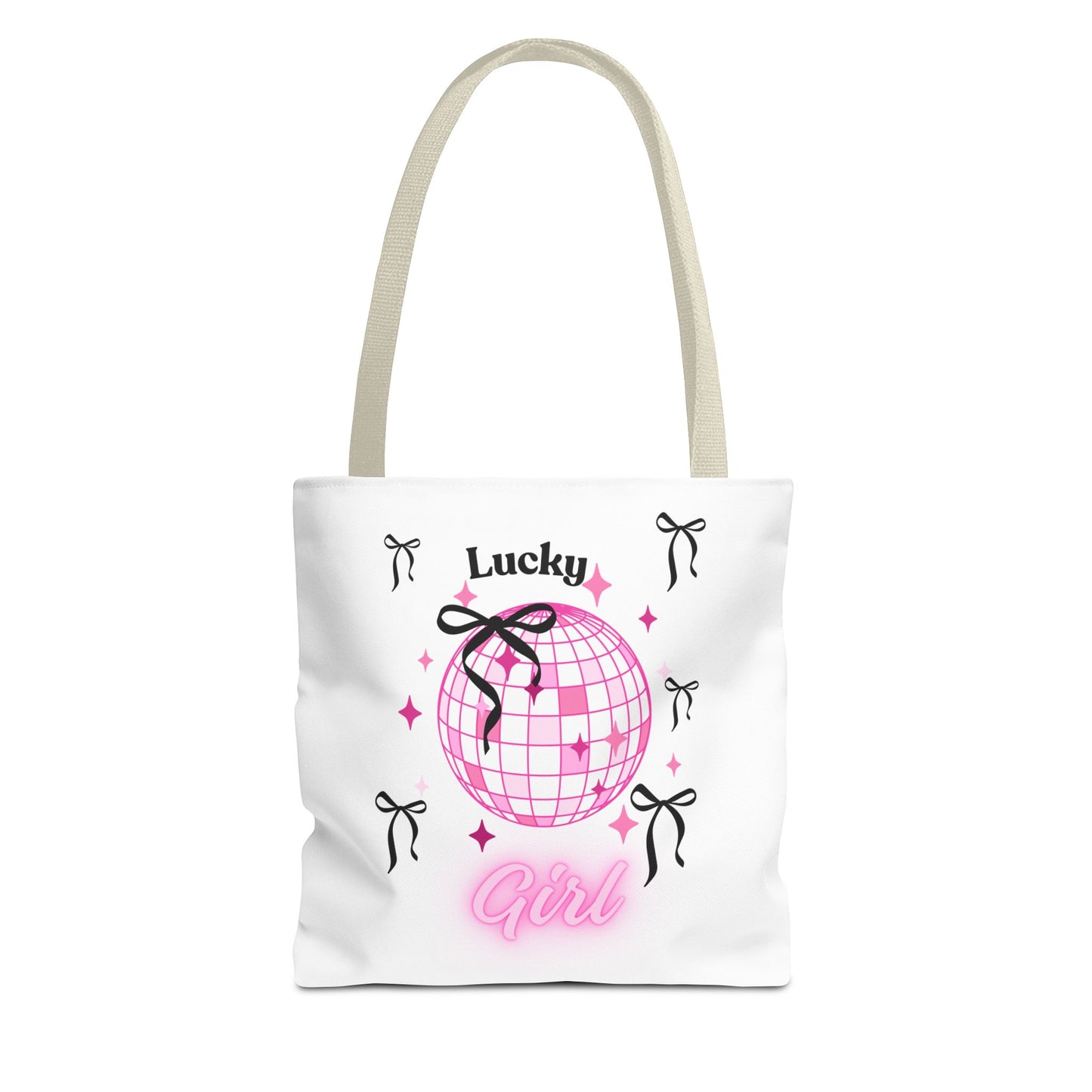 Lucky Girl Disco Tote Bag with Bow Design