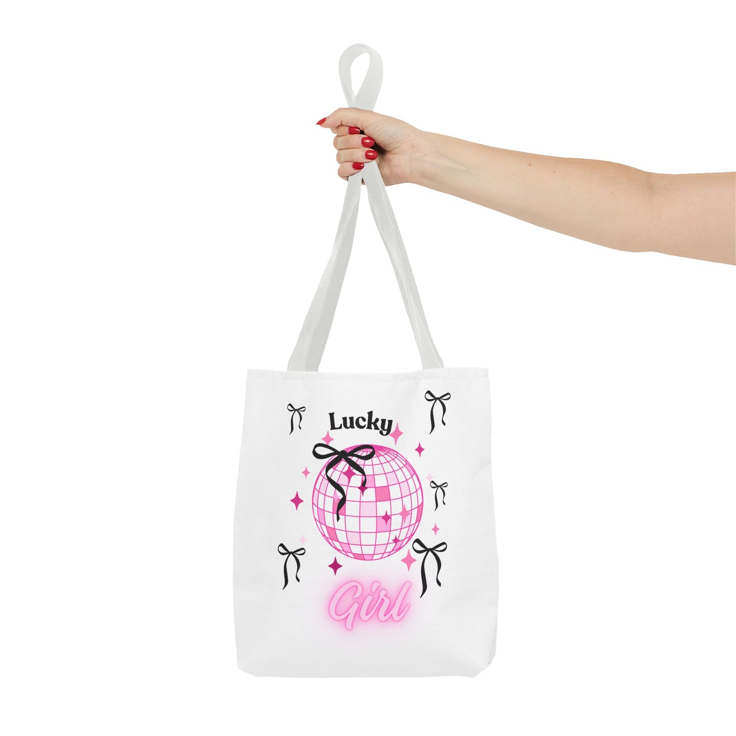 Lucky Girl Disco Tote Bag with Bow Design