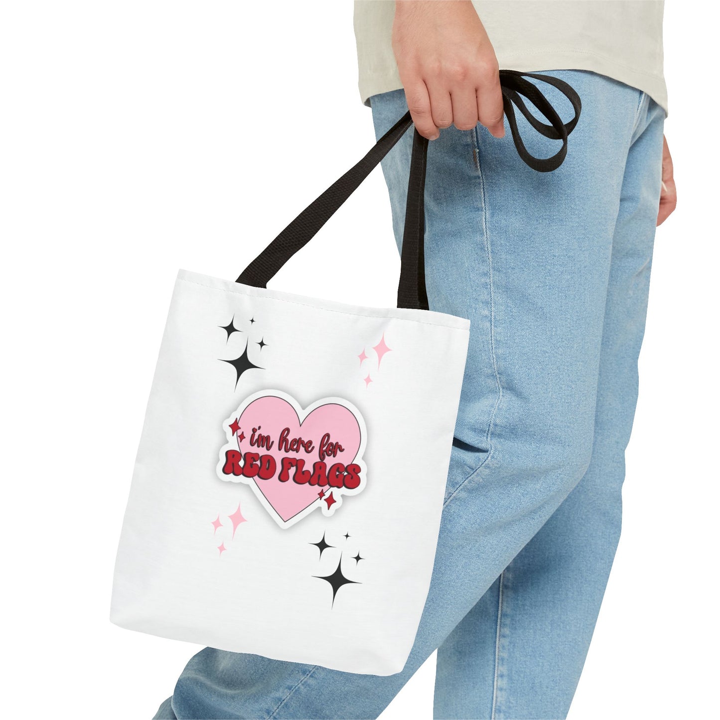 Cute 'I'm Here for Red Flags' Tote Bag - Fun & Playful Accessory