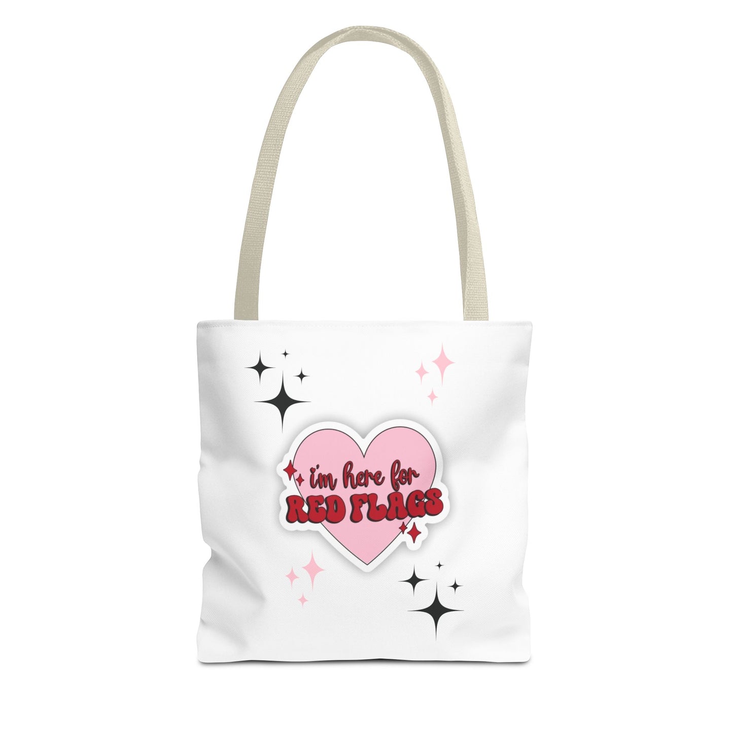 Cute 'I'm Here for Red Flags' Tote Bag - Fun & Playful Accessory