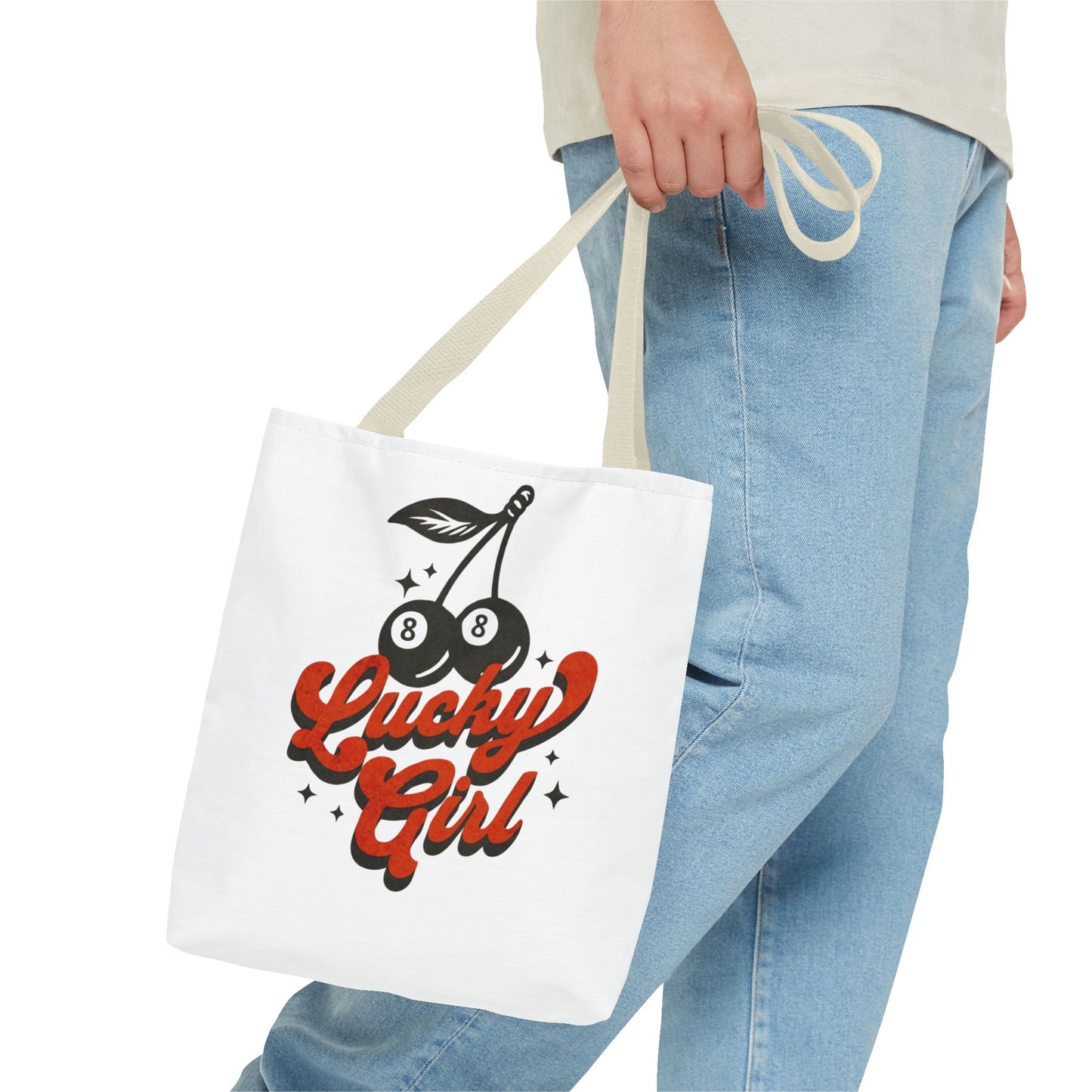 Lucky Girl Cherry Tote Bag - Cute Reusable Shopping Bag for Lucky Charms & Everyday Use