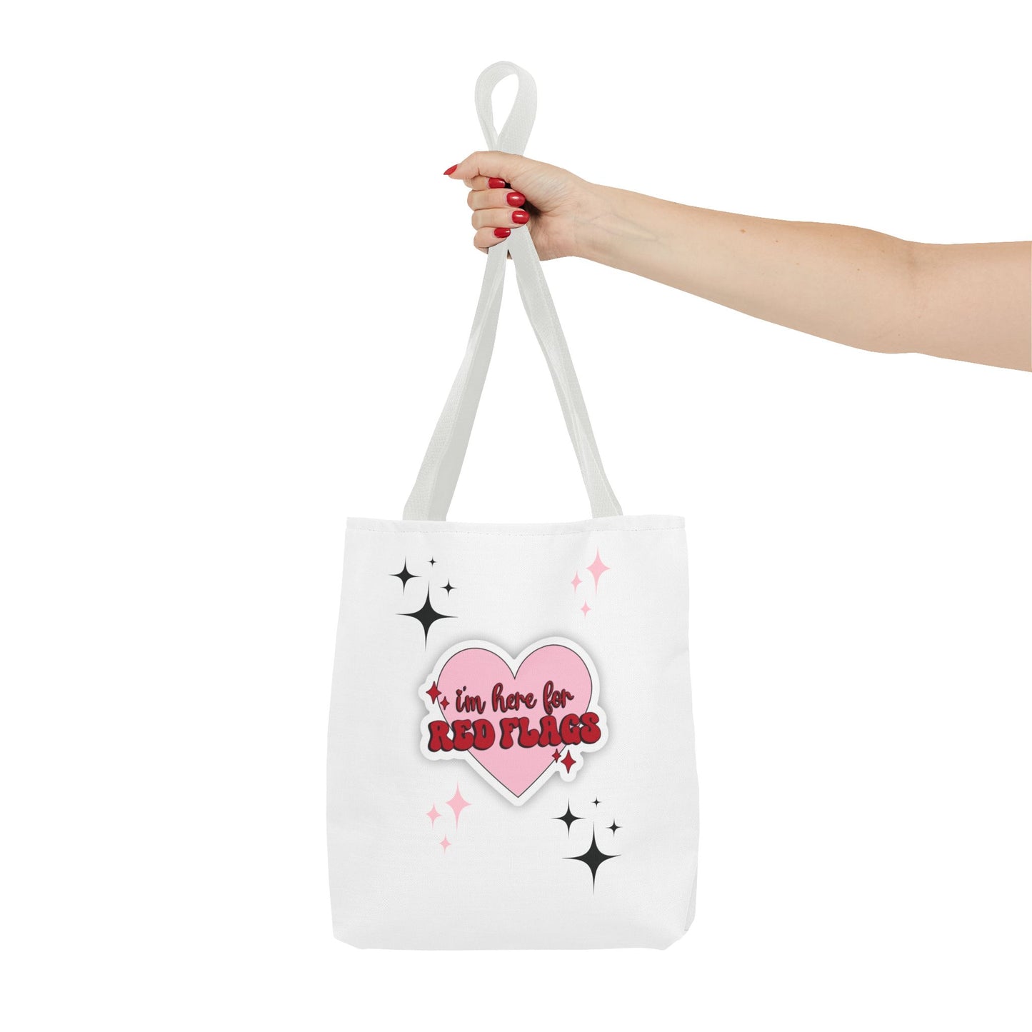 Cute 'I'm Here for Red Flags' Tote Bag - Fun & Playful Accessory