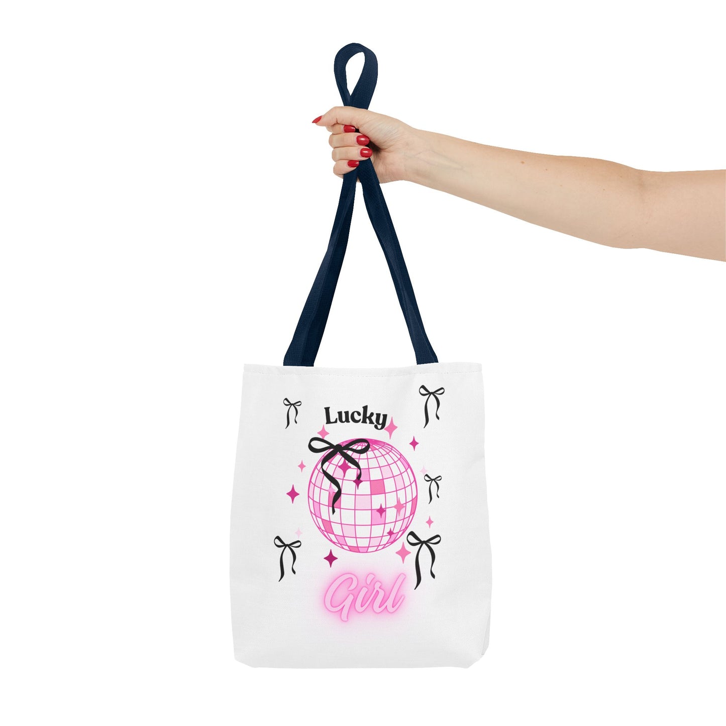 Lucky Girl Disco Tote Bag with Bow Design