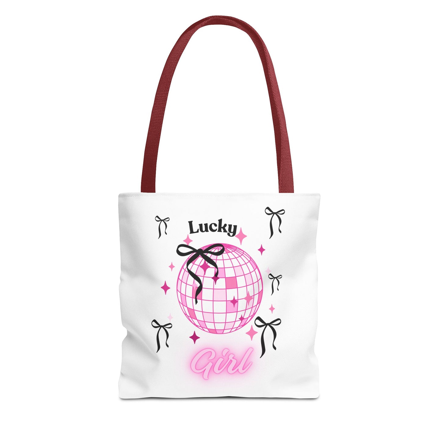 Lucky Girl Disco Tote Bag with Bow Design