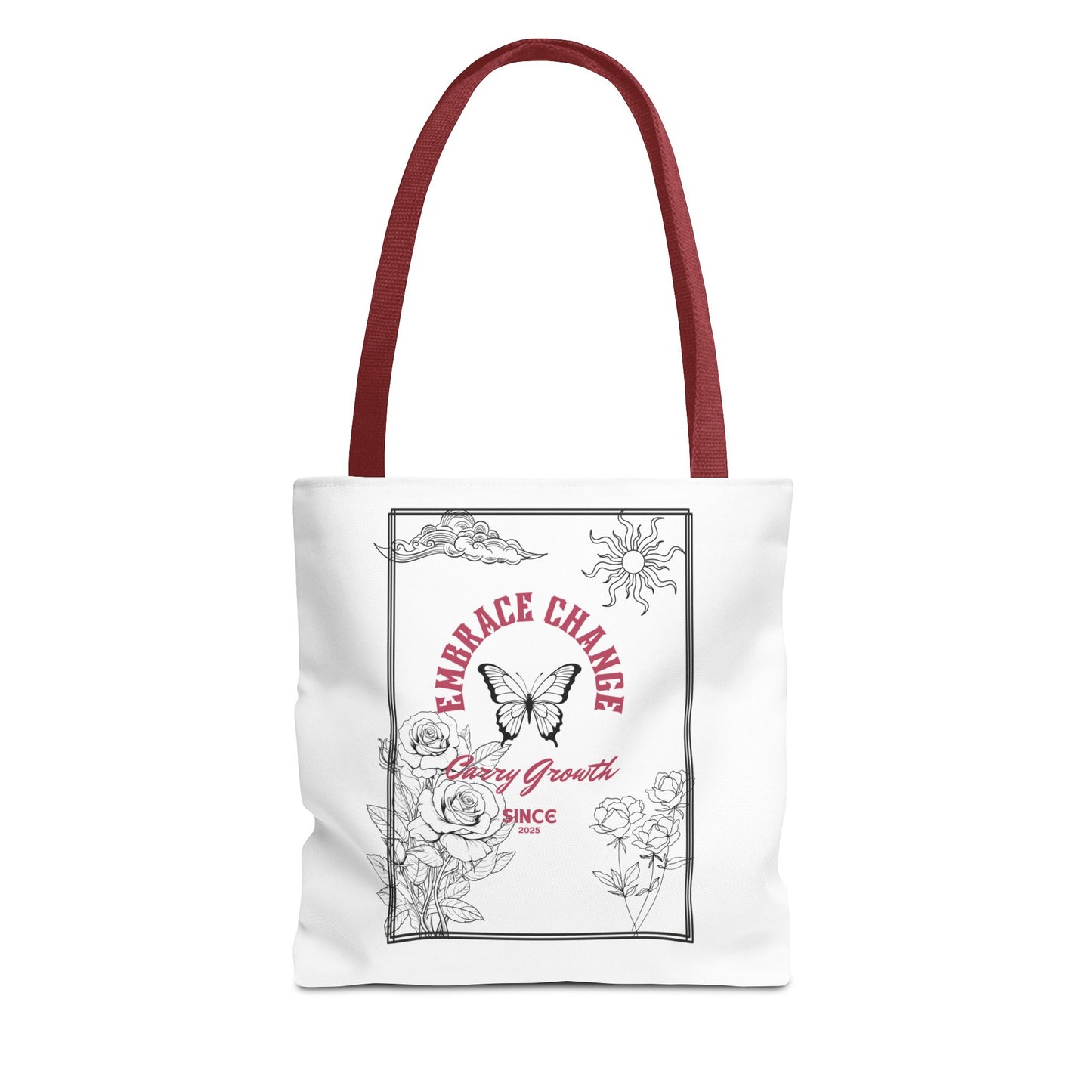 Embrace Change Tote Bag - Motivational Floral Design for Daily Inspiration