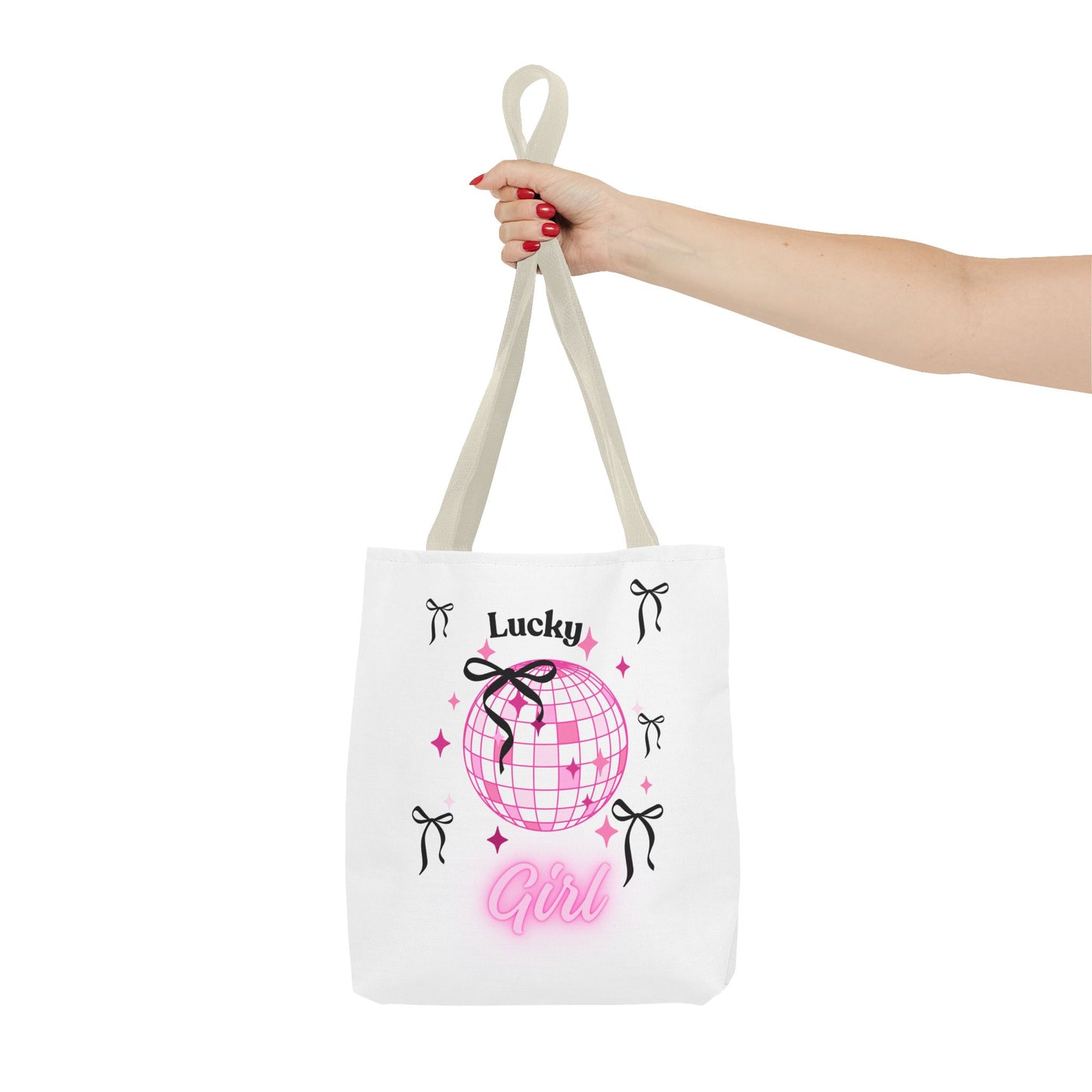 Lucky Girl Disco Tote Bag with Bow Design
