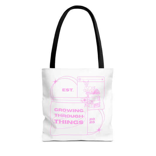 Inspirational Tote Bag - Growing Through Things - Trendy Reusable Shopper for Everyday Use