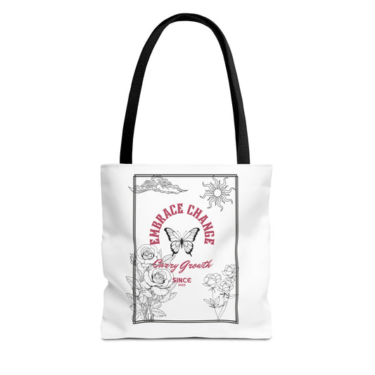 Embrace Change Tote Bag - Motivational Floral Design for Daily Inspiration