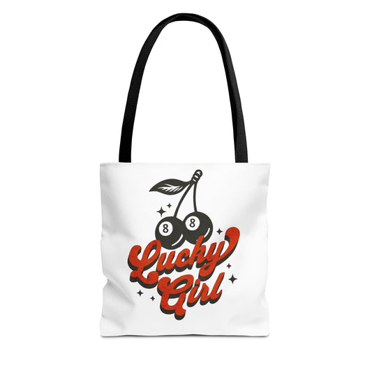 Lucky Girl Cherry Tote Bag - Cute Reusable Shopping Bag for Lucky Charms & Everyday Use