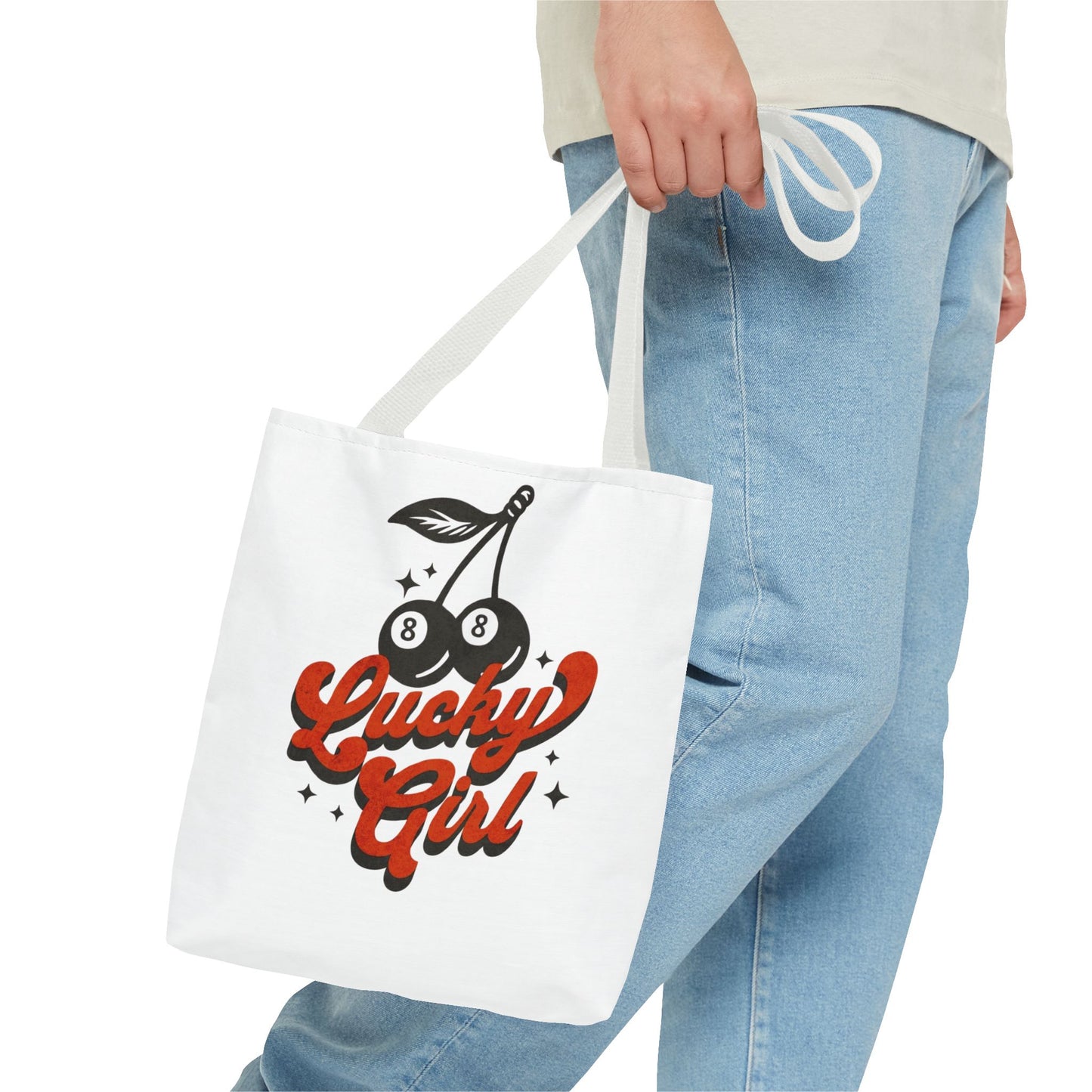 Lucky Girl Cherry Tote Bag - Cute Reusable Shopping Bag for Lucky Charms & Everyday Use