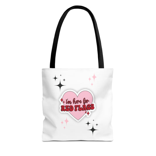 Cute 'I'm Here for Red Flags' Tote Bag - Fun & Playful Accessory